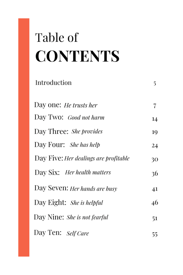 table of contents for Proverbs 31 shes not perfect